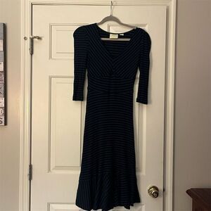Anthropologie Maeve XS Stripe 3/4 Sleeve Fit & Flare Dress